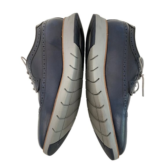 Johnston & Murphy Vaughn Full Grain Leather Wingtip Oxford Shoes Navy Size 10M - Picture 6 of 10